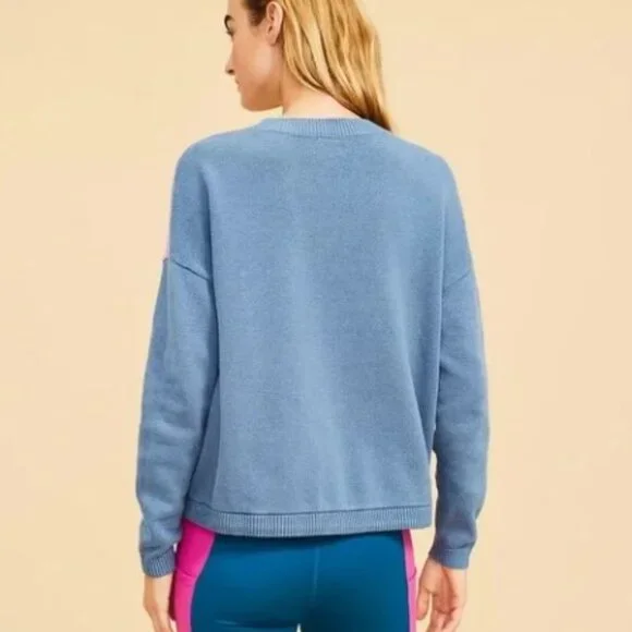 Lou & Grey Colorblock Sweater Womens Small Gray Pink Drawstring Relax Slouchy - Picture 7 of 7